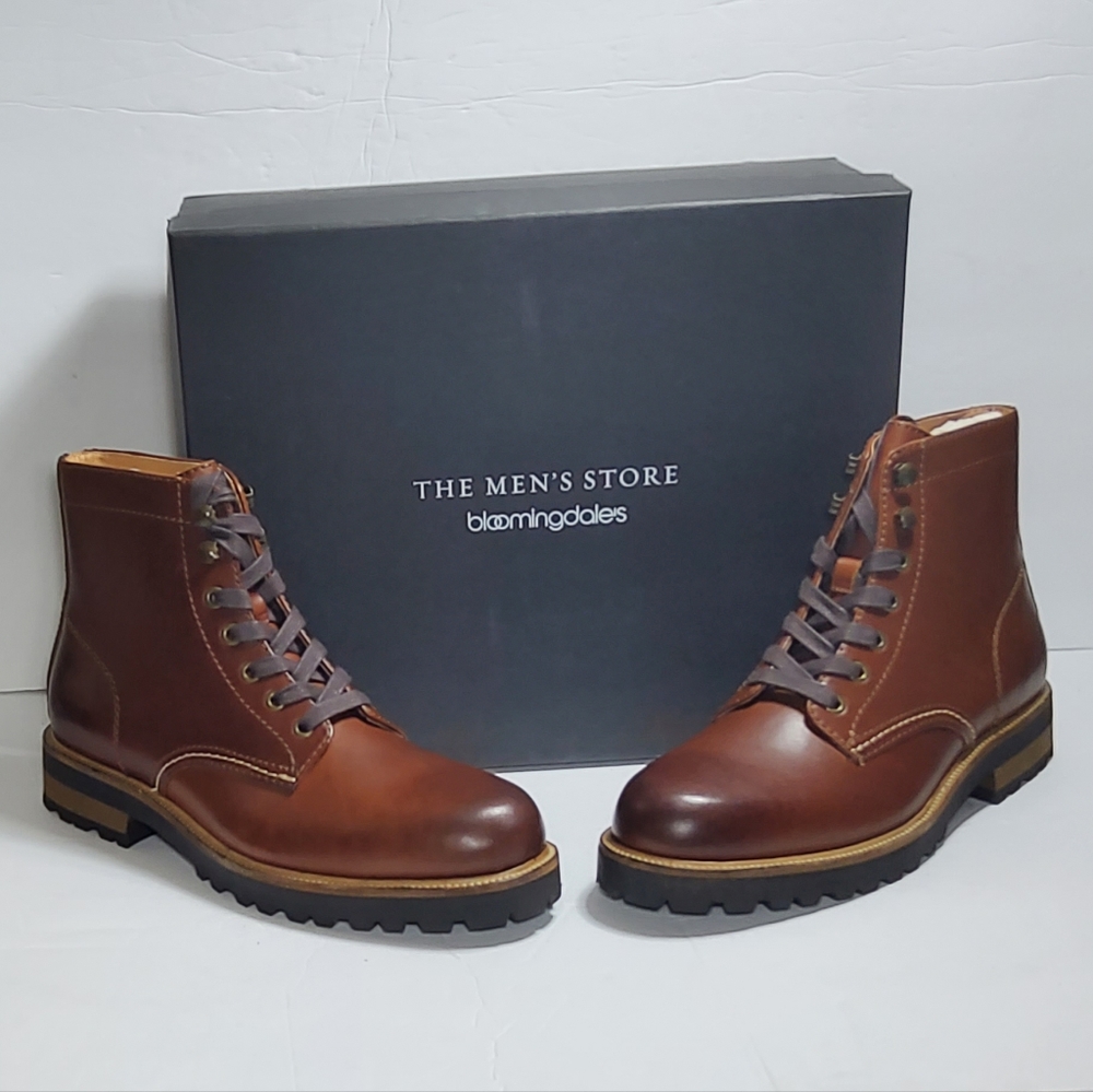 COPY - The Mens Store Bloomingdales Pierce Leather Plain Toe Boots Brown